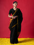 Black & Bronze Cotton silk Saree with Blouse Fabric